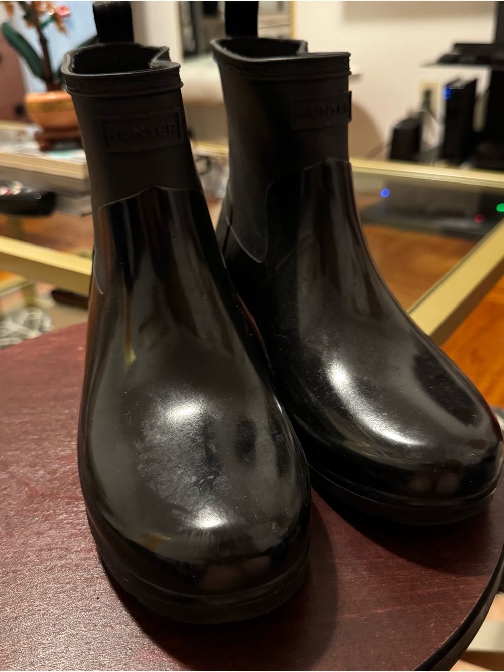 Hunter Black Gloss Chelsea Rain Boots